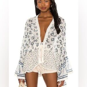 FREE PEOPLE Placed Print Lola Jacket in Light Combo Sheer Boho size Medium